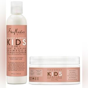 New Unopened Shea Moisture KIDS Bundle: Curling Butter Cream & Shampoo/Condition